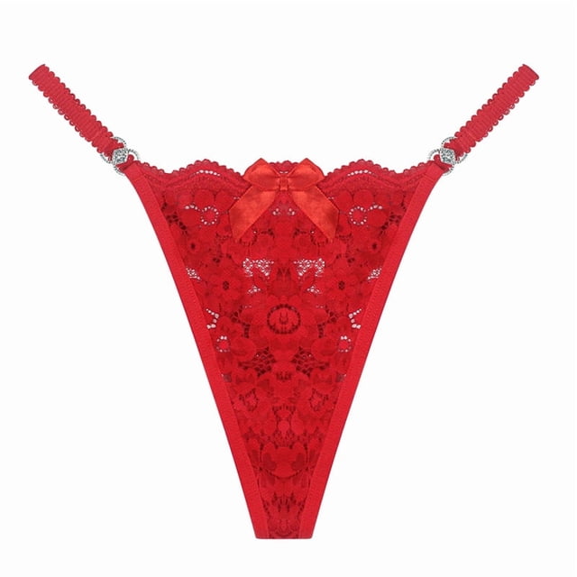 Tangas de encaje con lazo, bragas íntimas de tiro bajo con aros, lencería y ropa interior femenina