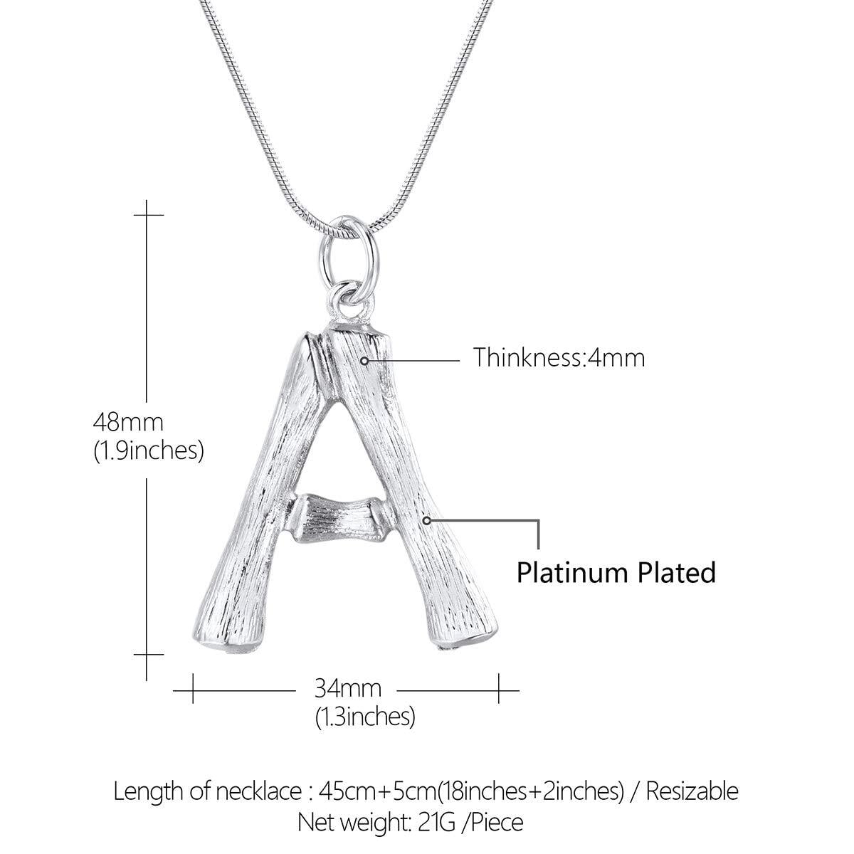FOCALOOK Bamboo Initial Necklace for Women Oversize Letter A Pendant Capital Alphabet Statement Necklace