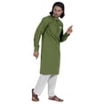 thumbnail image 2 of AtasiMen's Henley Welt PocketLongKurtaSolid Indian Ethnic Wear Clothing ForMen's, 2 of 7