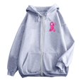 thumbnail image 4 of Lumtrix Breast Cancer Awareness Hoodies Zip Up For Women Track Jackets Long Sleeve Pink Ribbon Awareness Hoodies Jacket With Pockets Light Gray 3XL, 4 of 6