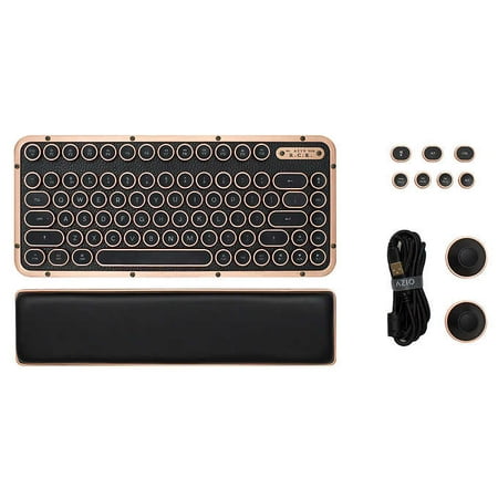Azio Retro Compact Wireless Keyboard with Palm Rest,Copper