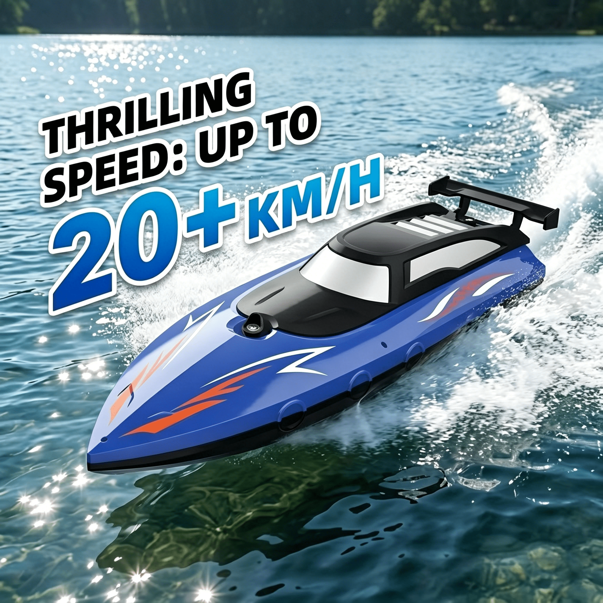 Tigozz 2-Pack RC Speedboat Set, 20km/h High Speed Remote Control Racing Water Toy for Pools and Lakes, 2.4GHz Dual Motor Ship for Kids Adults