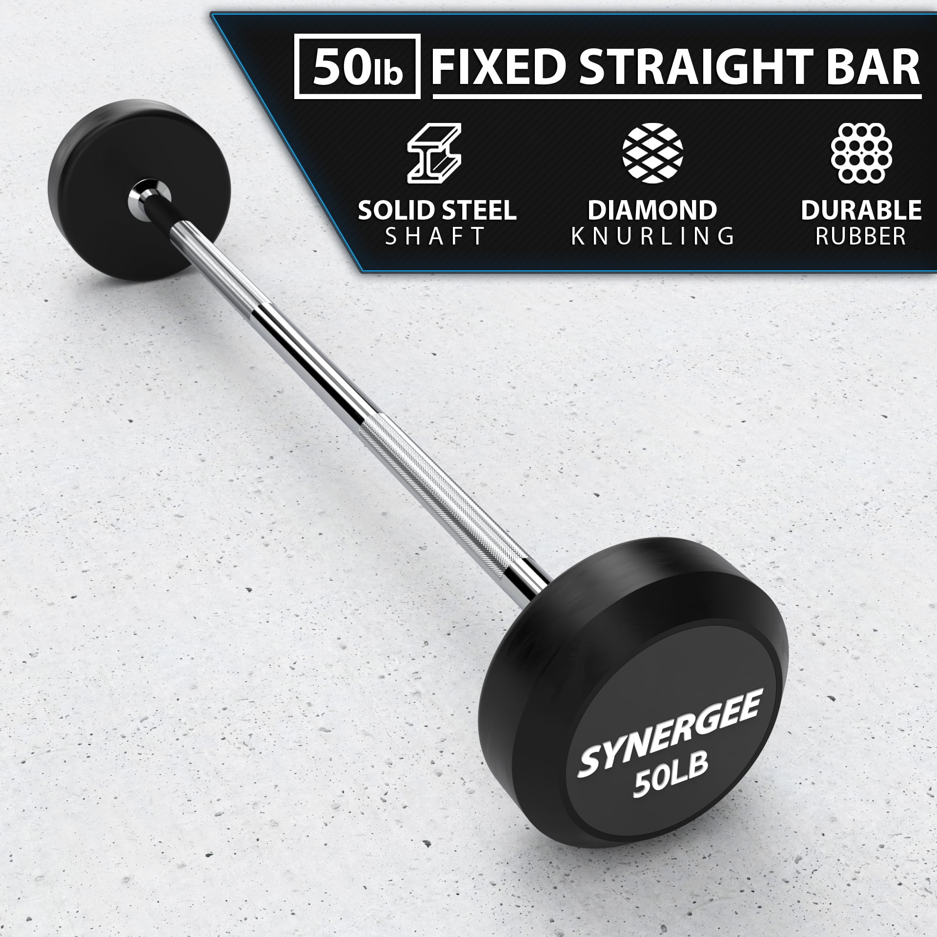 Free Shipping Synergee Fixed 20LB Barbell Pre Weighted Straight Steel Bar with Rubber Weights Fixed Weight Walmart Walmart