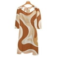 thumbnail image 6 of Abstract Earthy Tone Swirls Art Womens Summer Dress Tie Back A Line Flare Dress, 6 of 9