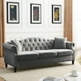 thumbnail image 2 of Holaki 79" Chesterfield Sofa Grey Velvet for Living Room, 3 Seater Sofa Tufted Couch with Rolled Arms and Nailhead for Living Room, Bedroom, Office, Apartment, two pillows, 2 of 8