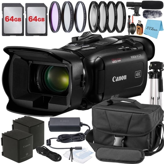 Canon Vixia HF G70 UHD 4K Camcorder with 2 Pack 64GB Memory Card   Case   Tripod   Filter Kit   Microphone   ZeeTech Accessory Bundle (International Version)