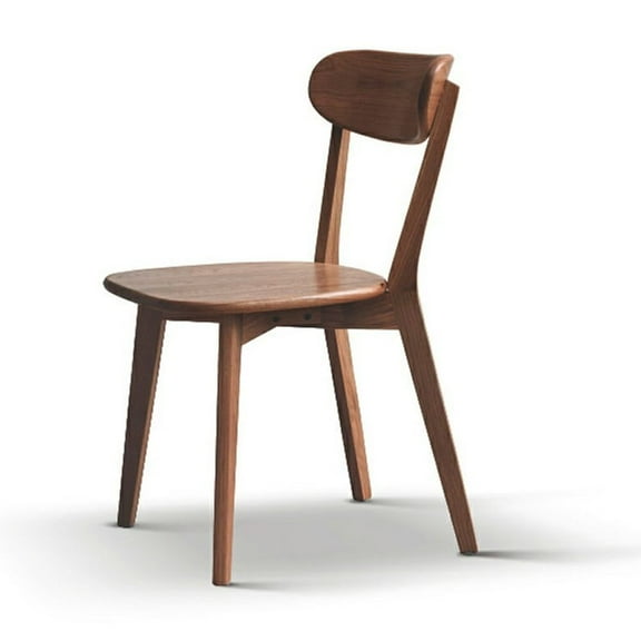Lisonu Mid-Century Modern Dining Chair, Solid Oak Wood Kitchen Chair with Ergonomic Curved Back, FAS Grade Accent Side Chair for Living Room, Walnut