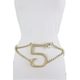 thumbnail image 6 of Women Gold Metal Chain Number 5 Big Snake Charm Buckle Belt, 6 of 10