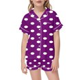 thumbnail image 4 of Bobifish Big Girls Halloween Sleepwear Sets 2 Piece Silk Satin Button Down Short Sleeves Shorts Sets Kids Comfort Holiday Homewear, 4 of 4