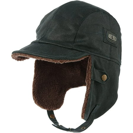 Brandewijn het is nutteloos Winst LUO Aviator Hat Faux Leather Pilot Cap Adult Men Winter Trapper Hunting Hat  | Walmart Canada
