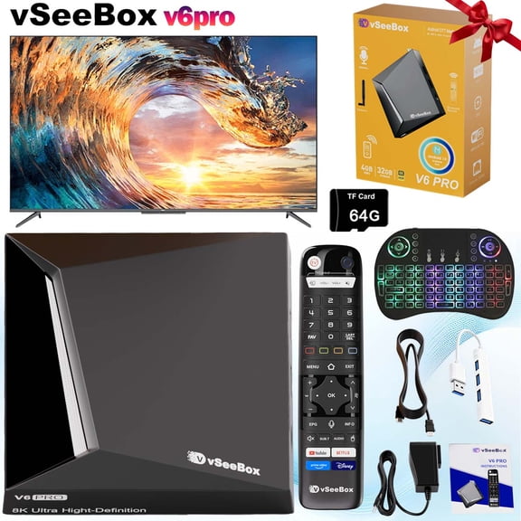 VseeBox V6 Pro Smart TV Box 4GB RAM 32GB Storage Voice Control Parental Control Easy to Setup Smart Box
