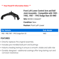 thumbnail image 2 of Front Left Lower Control Arm and Ball Joint Assembly - Compatible with 1983 - 1985, 1987 - 1993 Dodge Ram 50 4WD 1984 1988 1989 1990 1991 1992, 2 of 2