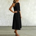 thumbnail image 6 of Karymi Summer Sets for Women 2 Piece Outfit, Crew Neck Sleeveless Crop Tank Top & High Waist Button Front Midi Skirt with Pockets, Solid Summer Set Blouses for Women, 6 of 8