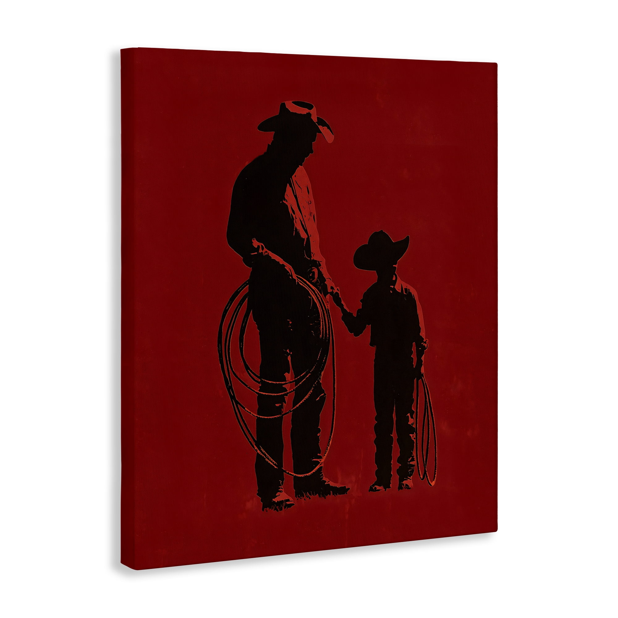 Burgundy Cowboy Father & Son Canvas Wall Art, design by Arlington Prints