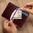 thumbnail image 6 of Slim Front Pocket Cards Wallet Bifold, Leather Minimalist RFID Wallet for Men, Thin Credit Card Holder, Cherry Color, 6 of 6