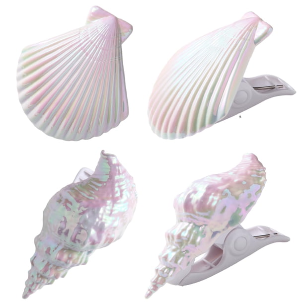 Pinzas para toallas de playa Caloogn Shells para sillas de piscina, 4 piezas