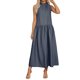 thumbnail image 1 of Zapatos de Vestido de Mujer Casual sin Mangas con Cremallera Trasera Vestido de Lino Midi para Primavera Verano Playa Y Uso Diario, 1 of 8