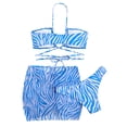 thumbnail image 4 of Faithtur Femmes Été 3PCS Bikini Ensembles Suspendus Cou Soutien-Gorge + Jupe Cordon + String Imprimé Zèbre, 4 of 7