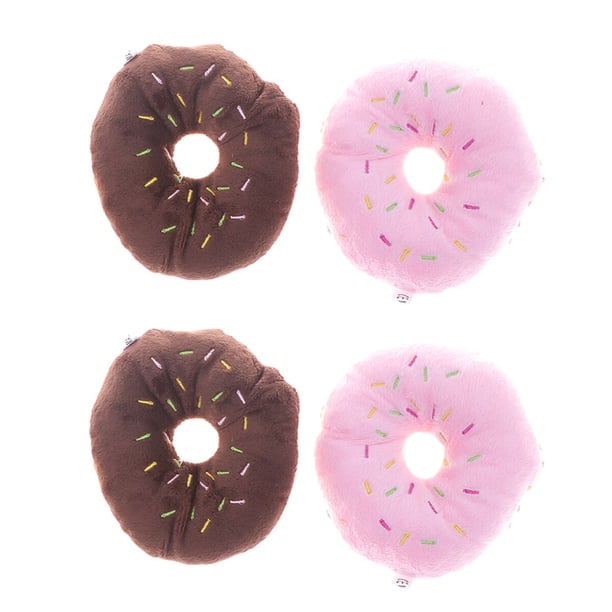 FELTECHELECTR juguetes de peluche para mascotas con forma de dona, elásticos y divertidos con sonido chirriante, para morder y jugar (color aleatorio).