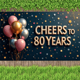 thumbnail image 3 of Yatrandify Colorful Balloons Happy Birthday Banner Glitter Design Cheers to 80 Years for Milestone Celebration Senior Party Decorative, 3 of 7
