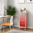 thumbnail image 5 of Costway 10 Drawer Rolling Storage Cart Scrapbook Paper Office School Organizer Gradient Pink, 5 of 9