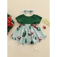 thumbnail image 4 of Qiylii Girl Sister Matching Christmas  Printing Stitching Short Sleeve Romper or Dress, 4 of 8