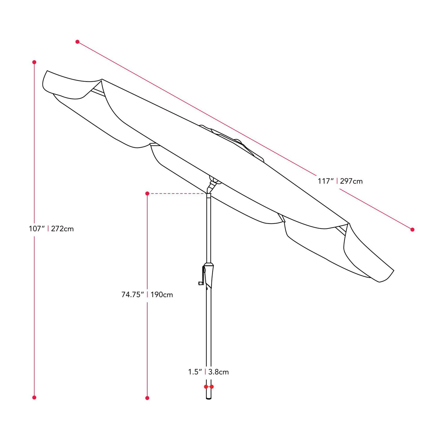 Parasol de jardin rond inclinable CorLiving de 3 m avec rabats latéraux et cadre en acier