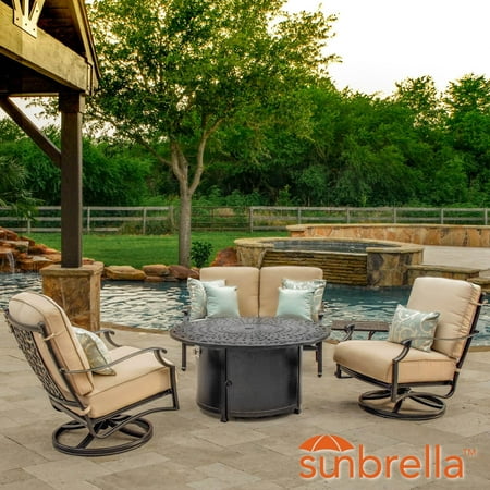Carondelet 4 Piece Cast Aluminum Fire Pit Outdoor Conversation Set