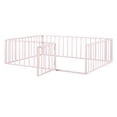 thumbnail image 4 of Gewnee Full Size Toddler Bed, Metal Floor Bed Frame with Fence and Door,Pink, 4 of 9
