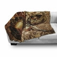 thumbnail image 2 of Antique Soft Flannel Fleece Throw Blanket, Compass Goose Quill Pen Spyglass and a Pocket Watch Lying on an Old Map Print, Cozy Plush for Indoor and Outdoor Use, 60" x 80", Orange Brown, by Ambesonne, 2 of 5