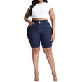thumbnail image 6 of Gocolloa Women Plus Size Jean Shorts Stretchy High Waisted 10" Inseam Knee Length Denim Bermuda Shorts Primary Blue 16W, 6 of 6