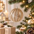 thumbnail image 4 of 3PC Christmas Hanging Ornaments Christmas Ball Ornaments Decorative Hanging Pendants, Champagne Glitter Shatterproof Baubles with Pearl Sequin Finishes for Xmas Tree 3.15Inch, 4 of 4
