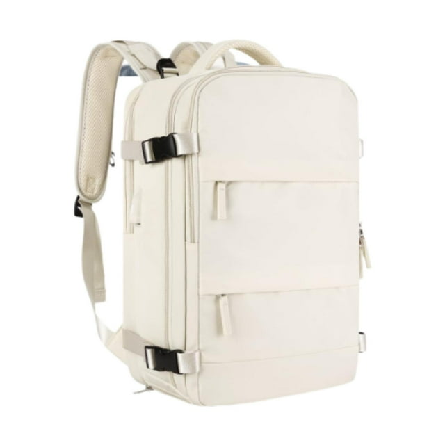 Mochila de viaje Strade Fareast Limited con puerto de carga USB compartimento para zapatos correa ajustable 42 cm x 30 cm x 20 cm Beige