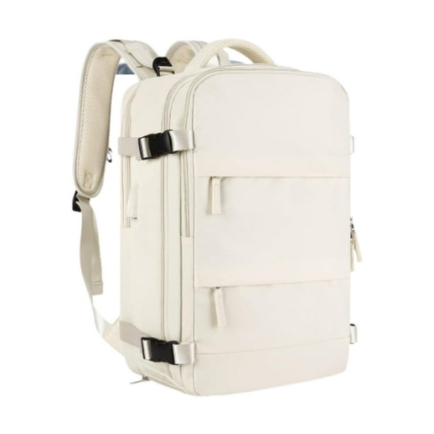 Mochila de viaje Salvador Beige con puerto de carga USB y compartimento para zapatos