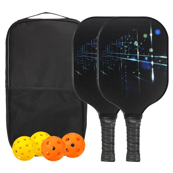 Uxcell Pickleball Paddles Set, Light Fiberglass Pickleball Set Black Starlight