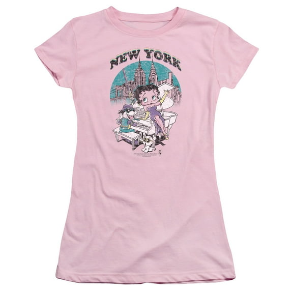 Betty Boop Singing In Ny S/S Junior Women's T-Shirt Sheer Pink