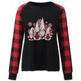 thumbnail image 3 of DailyTrove Women's Christmas Gnome-Print Sweatshirt with Plaid Sleeves, Festive Outerwear for Holiday Gatherings & Casual Wear for women, 3 of 5