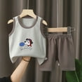 thumbnail image 6 of Toddler Kids Boys Dinosaur Print Tank Tops Elastic Shorts Pants Set Dailywear Set (3-9 Months,Silver) Boys Summer Top+Shorts Set, 6 of 9