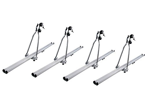 TMS Aluminum Folding Upright Roof Mount Bike Rack For Car SUV Rooftop Folding Bicycle Rack Carrier 4X (For 4 Bikes) by
