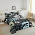 thumbnail image 2 of Erosebridal Retro Cabin Decor Comforter Set Full, Deer Bear Elk Quilt Vintage Rustic Farmhouse Bedding Set Western Cowboy Wildlife Patchwork Duvet Insert 3 Pieces With 2 Pillow Cases, Grey Black, 2 of 5