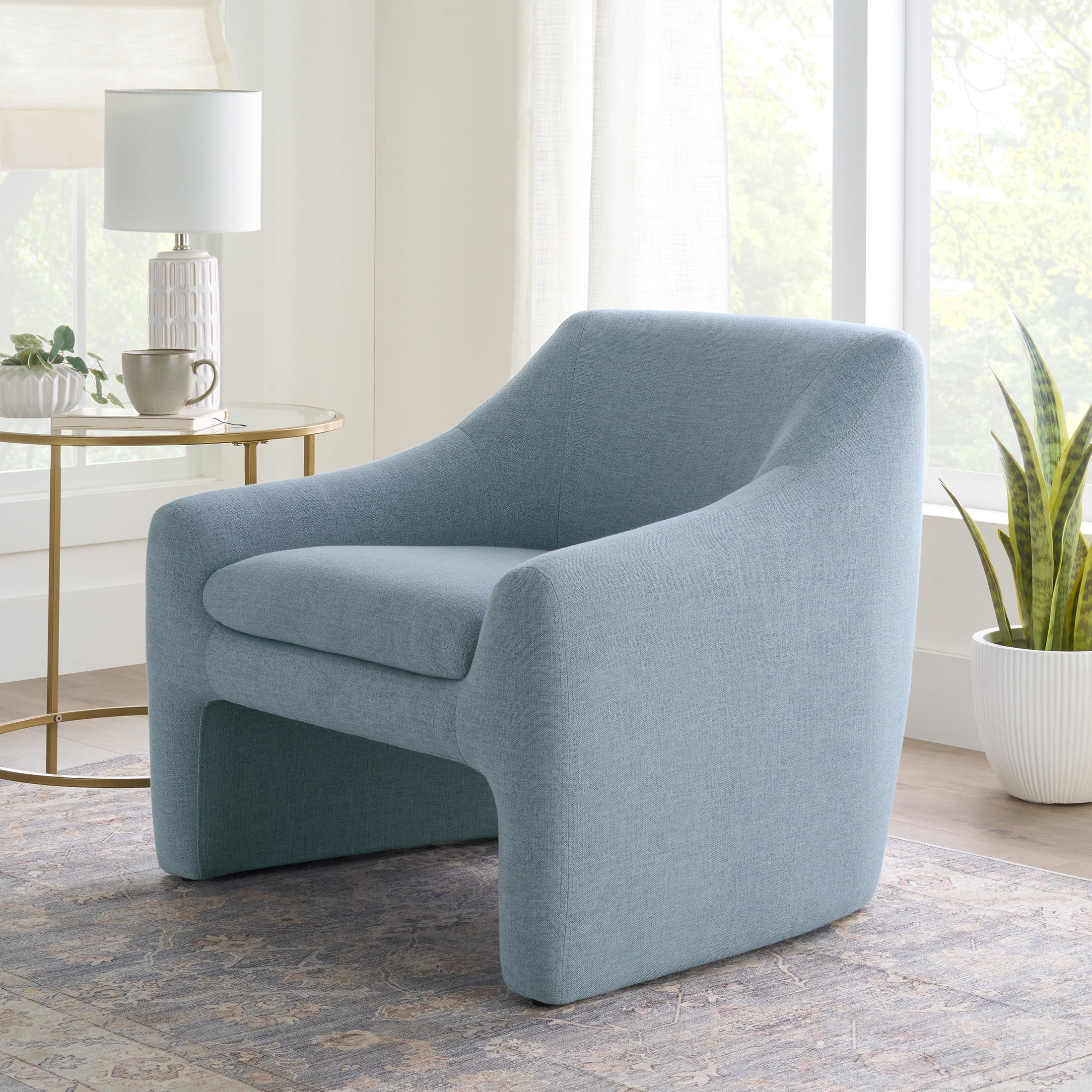 Better Homes & Gardens Emerson Curvy Accent Chair, Soft Blue