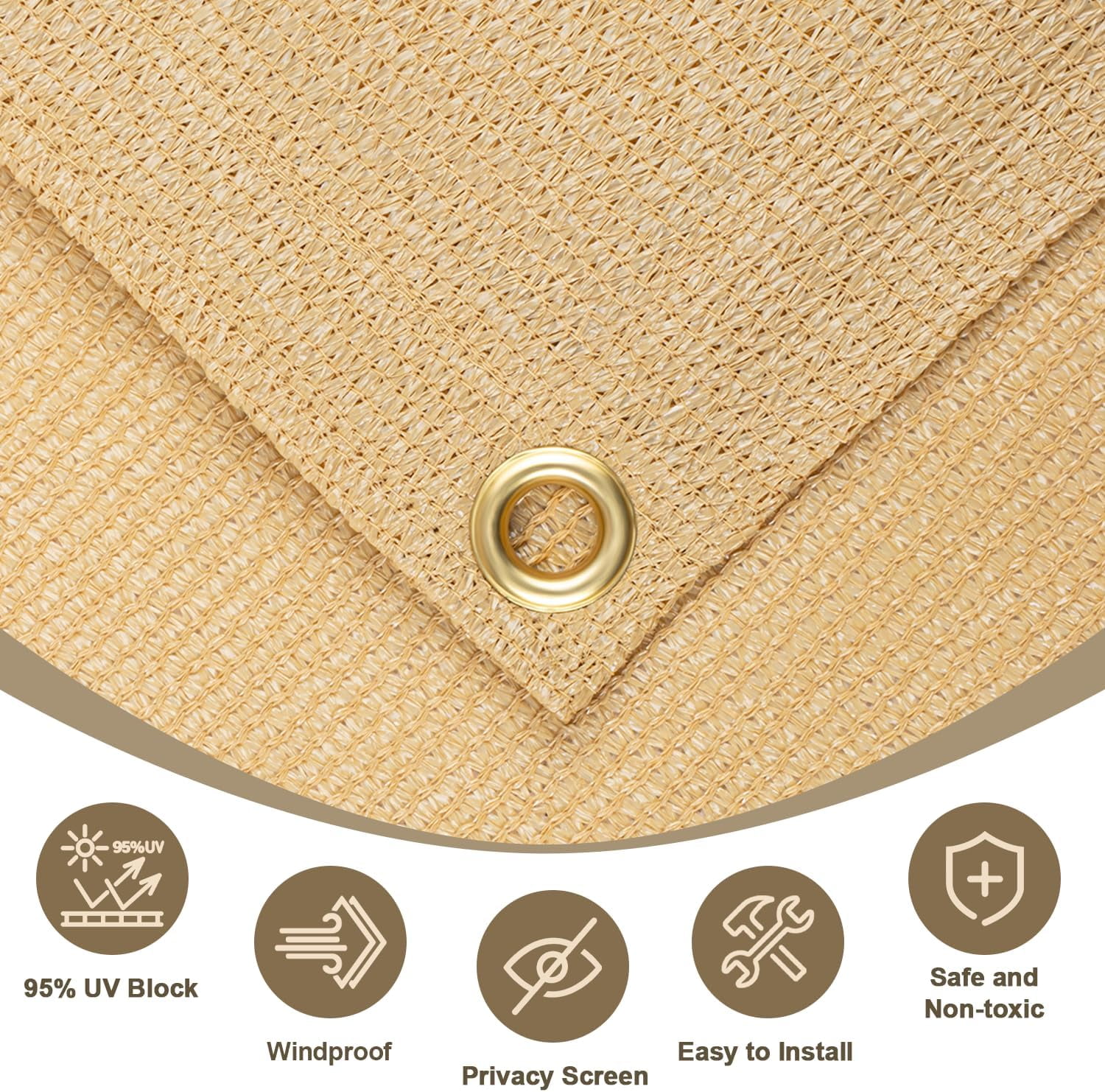 LOVE STORY Custom Size 8'x14' Sand Sun Shade Cloth with Grommets Pergola Shade Cover 95% UV Protection for Outdoor