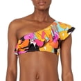 thumbnail image 2 of Trina Turk Womens One Shoulder Ruffle Bikini Top Multi 8 New, 2 of 4