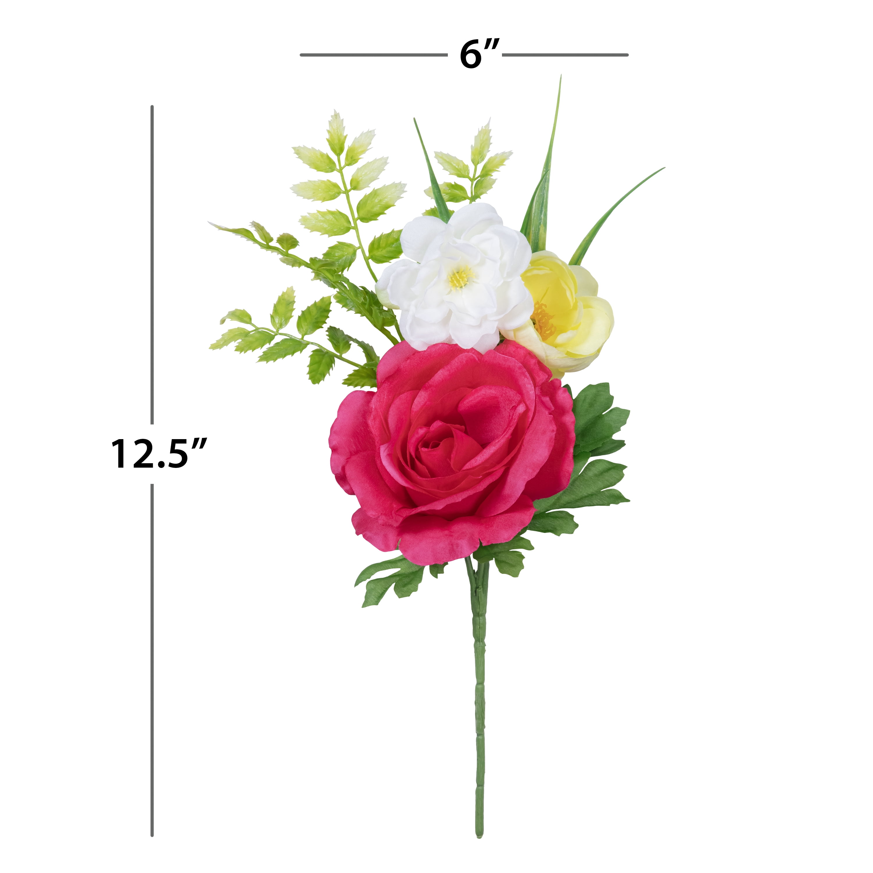 12" Artificial Silk Pink Rose Mixed Spring Pick, for Indoor Use, by Mainstays