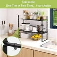 thumbnail image 6 of Expandable Cabinet Shelf  Rack, Stackable Kitchen Countertop  Storage Shelves, Adjustable Height Pantry Counter Shelf Riser Spice Rack (Black, 2 Pack), 6 of 6