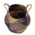 thumbnail image 2 of Foldable Handmade Storage Basket Folding Wicker Rattan Seaweed Belly Straw Garden Flower Pot Planter Laundry Basket, 2 of 7
