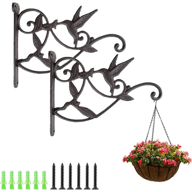 Hanging Plant Bracket, Iron Plant Hangers Outdoor Hanging Baskets for Plants Decorative Wall