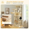 thumbnail image 7 of Pefilos 73" Multi-Level Cat Tree Tower for Indoor Cats, Cat Condo for Big Cats with Scratching Posts, Hammock Basket, Plush Perch, Beige, 7 of 7