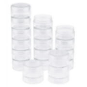 acdanc 3x 6 Layers Round Stackable Clear Storage Container Jar Organizer Box w/ Screw Lids for Beads Crafts Small Items Jewelry