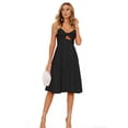 thumbnail image 5 of NAYAOTO Women 2026 Summer Dresses Tie Front V-Neck Spaghetti Strap Button Down A-Line Backless Swing Midi Dress, 5 of 6